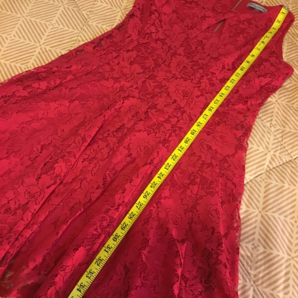 Cherry red dress, red lace overlay, Danny and Nicole, size 8 - Picture 2 of 8